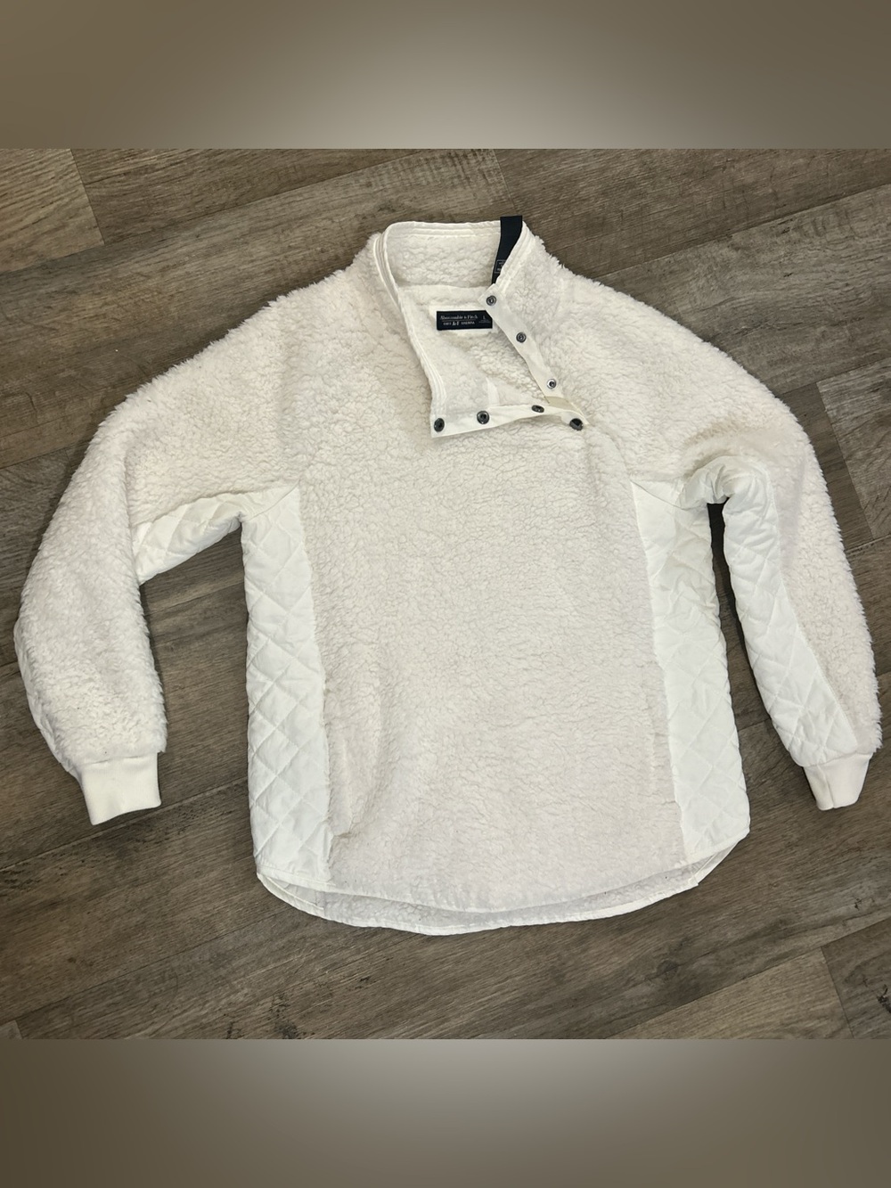 Abercrombie & Fitch Cream Sherpa Snap Pullover